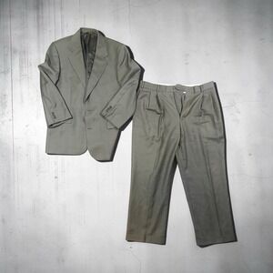 VINTAGE Brooks Brothers Suit Adult 40S Beige Wool Cuffed Hem 2 Piece Mens